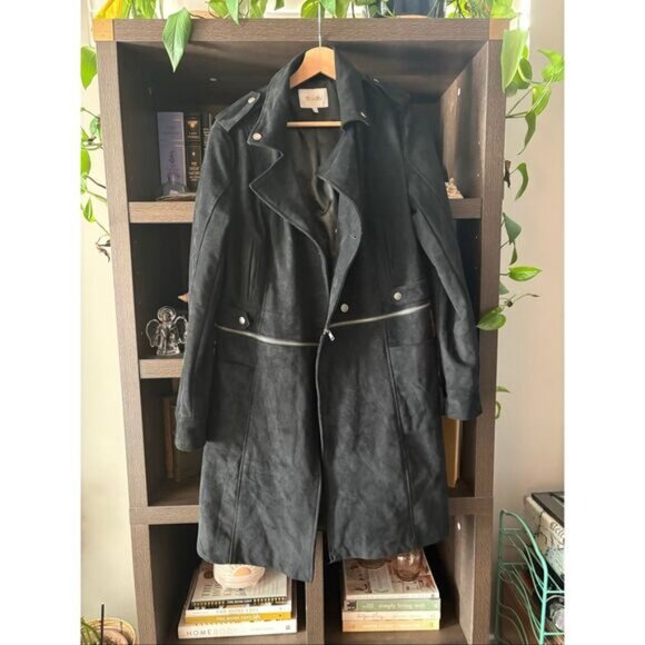 Miss Me Black Suede 2 In 1 Convertible Coat Size Large - Picture 8 of 10